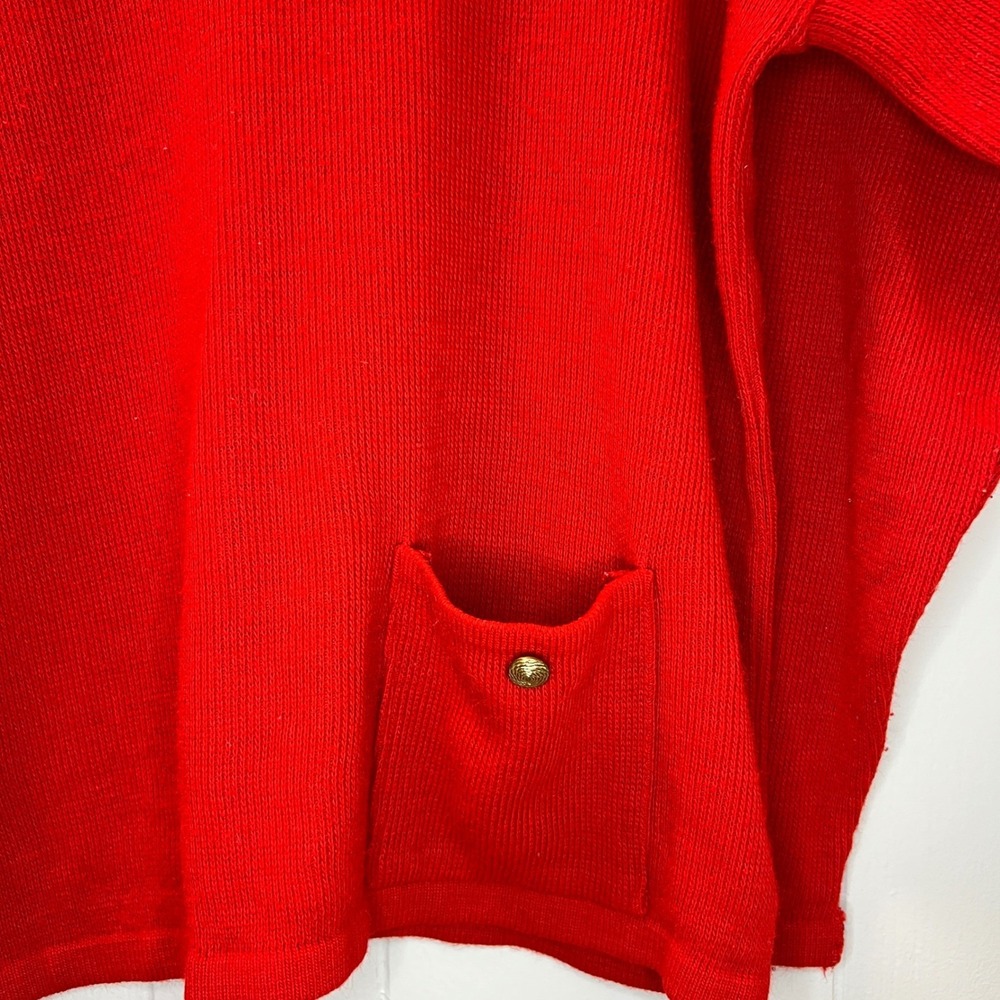 Vintage Orvis Womens Mock Neck Knit Sweater Size L Red Button Accent - Picture 2 of 7